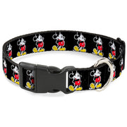 Plastic Clip Collar - Classic Mickey Mouse Pose Black Dog Collars Plastic Clip Side Release Disney