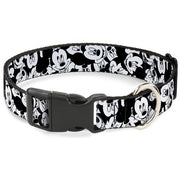 Plastic Clip Collar - Mickey Mouse Expressions Stacked White/Black Dog Collars Plastic Clip Side Release Disney
