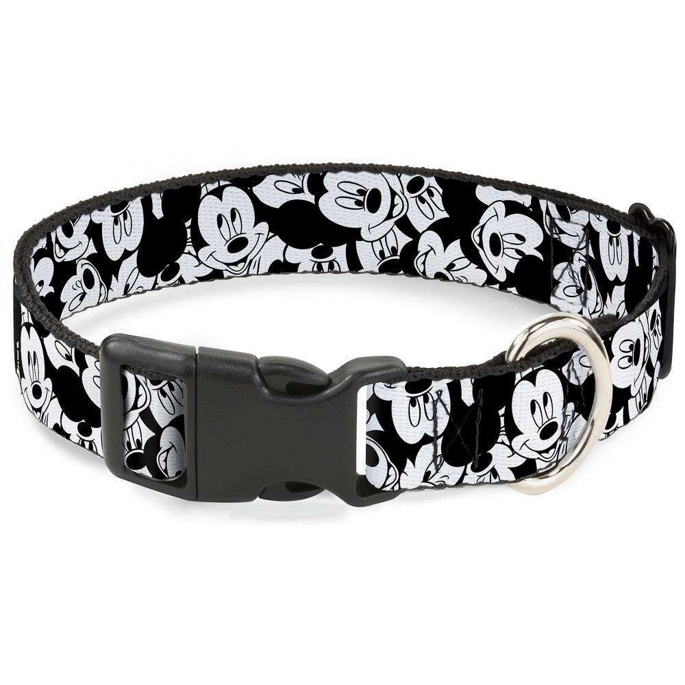 Plastic Clip Collar - Mickey Mouse Expressions Stacked White/Black Dog Collars Plastic Clip Side Release Disney