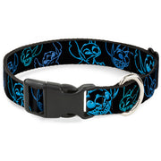 Plastic Clip Collar - Electric Stitch Poses Black/Neon Blue Dog Collars Plastic Clip Side Release Disney