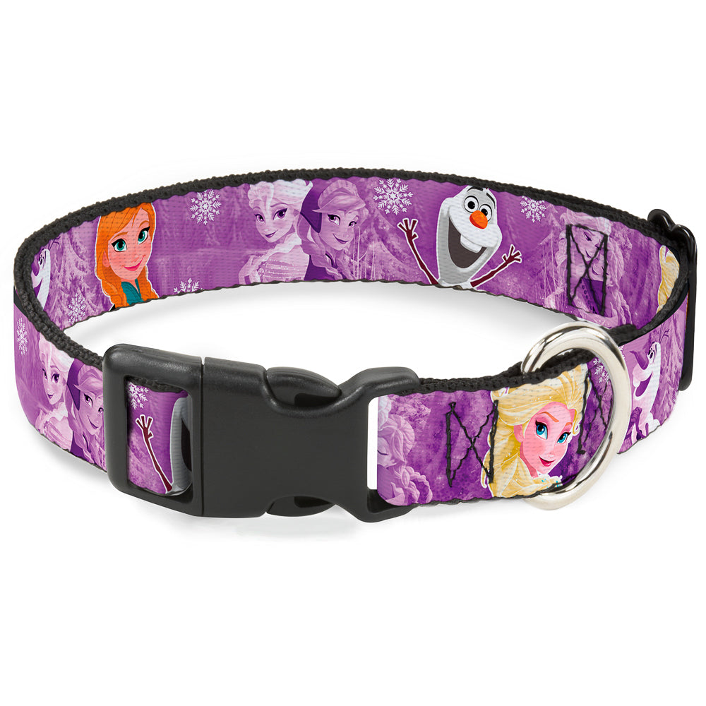 Plastic Clip Collar - Frozen Anna/Elsa/Olaf Poses/Scenes Purples Dog Collars Plastic Clip Side Release Disney