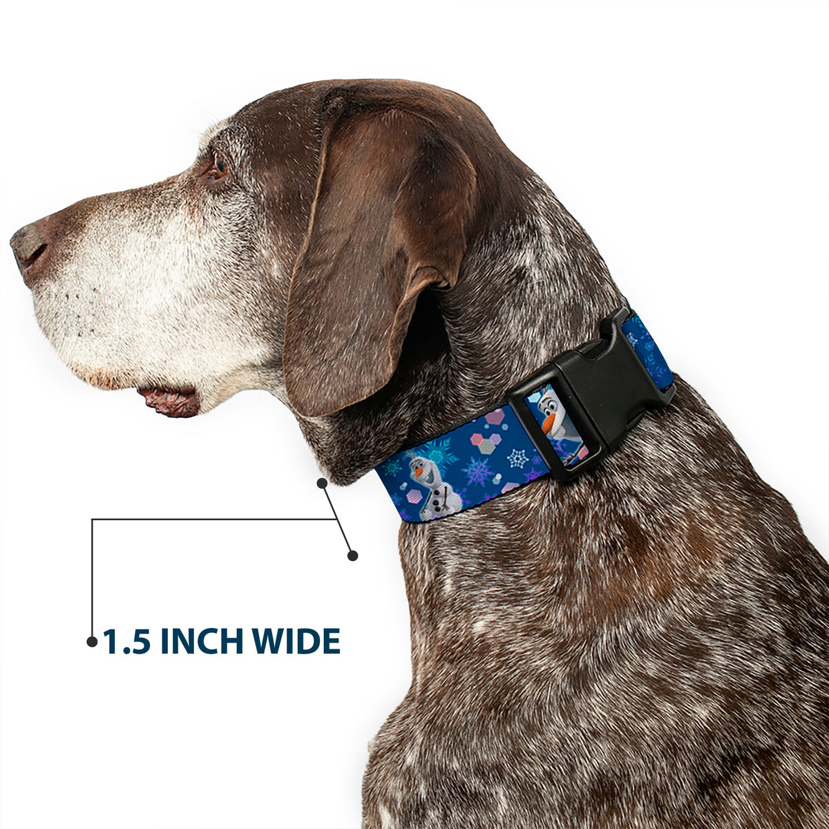 Plastic Clip Collar - Frozen Olaf Poses/Snowflakes Blues Dog Collars Plastic Clip Side Release Disney