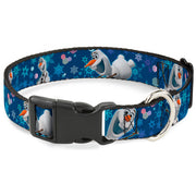 Plastic Clip Collar - Frozen Olaf Poses/Snowflakes Blues Dog Collars Plastic Clip Side Release Disney