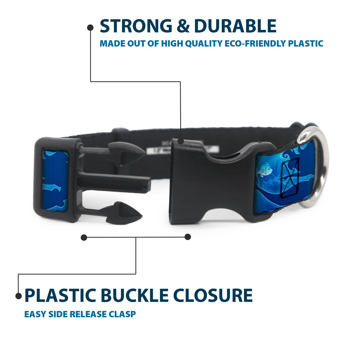 Plastic Clip Collar - Ariel Silhouette Poses/Castle Blues Dog Collars Plastic Clip Side Release Disney