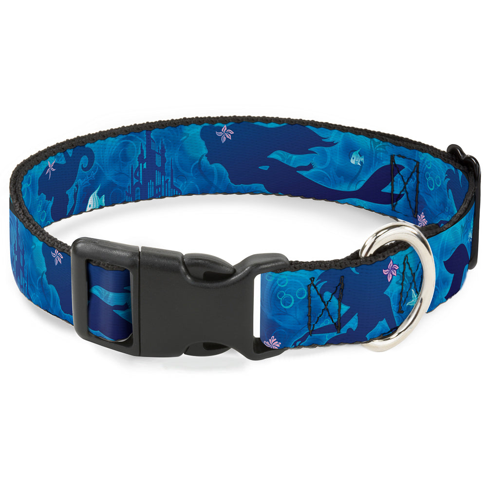 Plastic Clip Collar - Ariel Silhouette Poses/Castle Blues Dog Collars Plastic Clip Side Release Disney