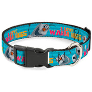Plastic Clip Collar - Olaf Pose I LOVE WARM HUGS Stripe Blues Dog Collars Plastic Clip Side Release Disney