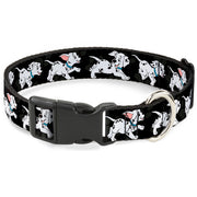 Plastic Clip Collar - Dalmatians Running/Paws Black/Gray/White/Black Dog Collars Plastic Clip Side Release Disney
