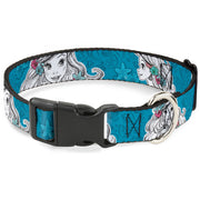 Plastic Clip Collar - Ariel Poses/Shells Sketch Blue/White Dog Collars Plastic Clip Side Release Disney