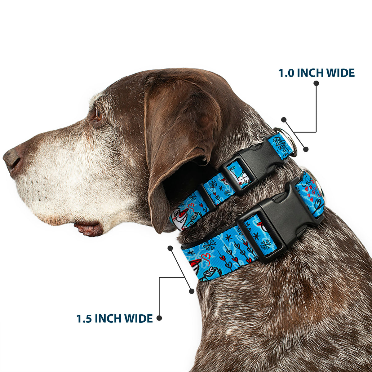 Plastic Clip Collar - Olaf Heart Raindrop Sketch Blues/Black Dog Collars Plastic Clip Side Release Disney