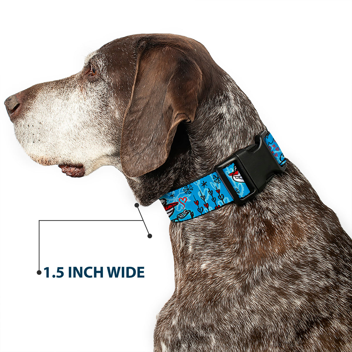 Plastic Clip Collar - Olaf Heart Raindrop Sketch Blues/Black Dog Collars Plastic Clip Side Release Disney