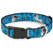 Plastic Clip Collar - Olaf Heart Raindrop Sketch Blues/Black Dog Collars Plastic Clip Side Release Disney
