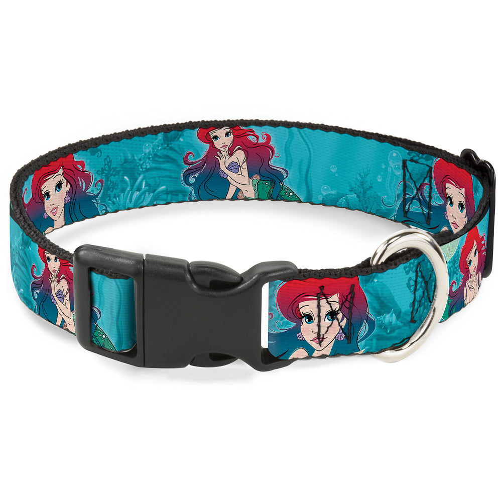 Plastic Clip Collar - Ariel Poses Coral & Castle Blues/Reds Dog Collars Plastic Clip Side Release Disney