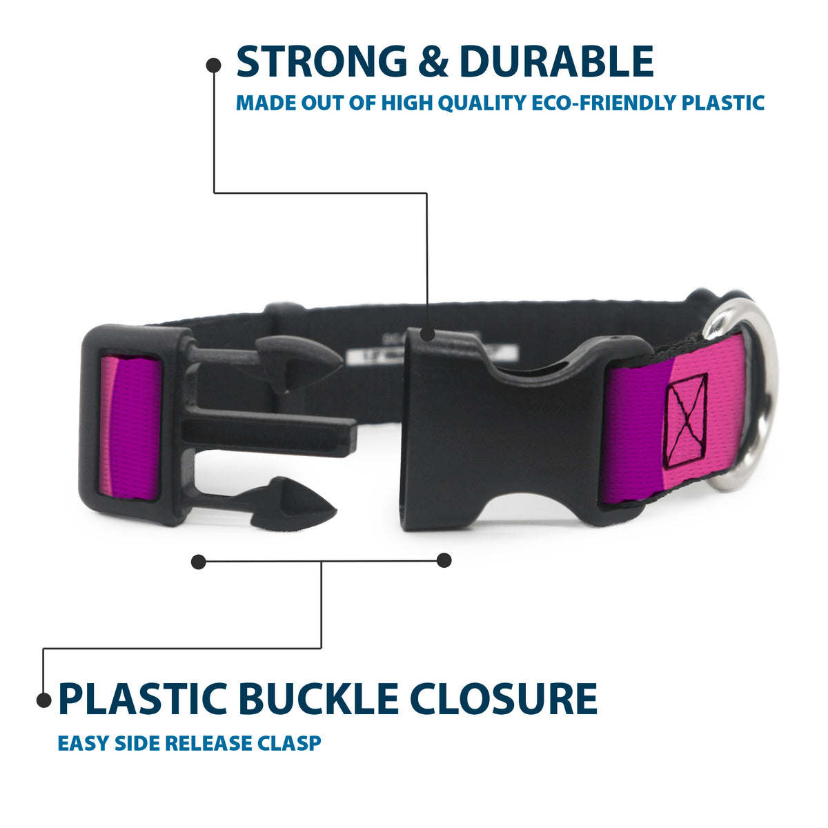 Plastic Clip Collar - Cheshire Cat Stripe Pink/Purple Dog Collars Plastic Clip Side Release Disney