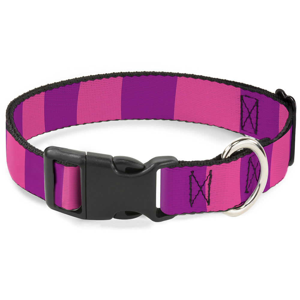 Plastic Clip Collar - Cheshire Cat Stripe Pink/Purple Dog Collars Plastic Clip Side Release Disney