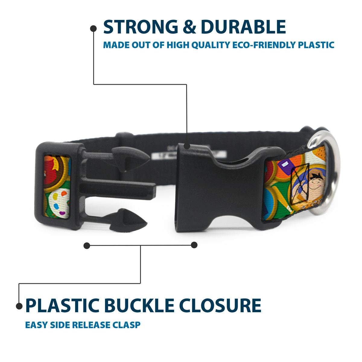 Plastic Clip Collar - Stacked Wilderness Explorers Badges Dog Collars Plastic Clip Side Release Disney