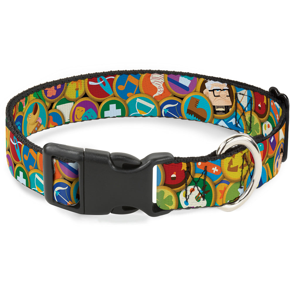 Plastic Clip Collar - Stacked Wilderness Explorers Badges Dog Collars Plastic Clip Side Release Disney