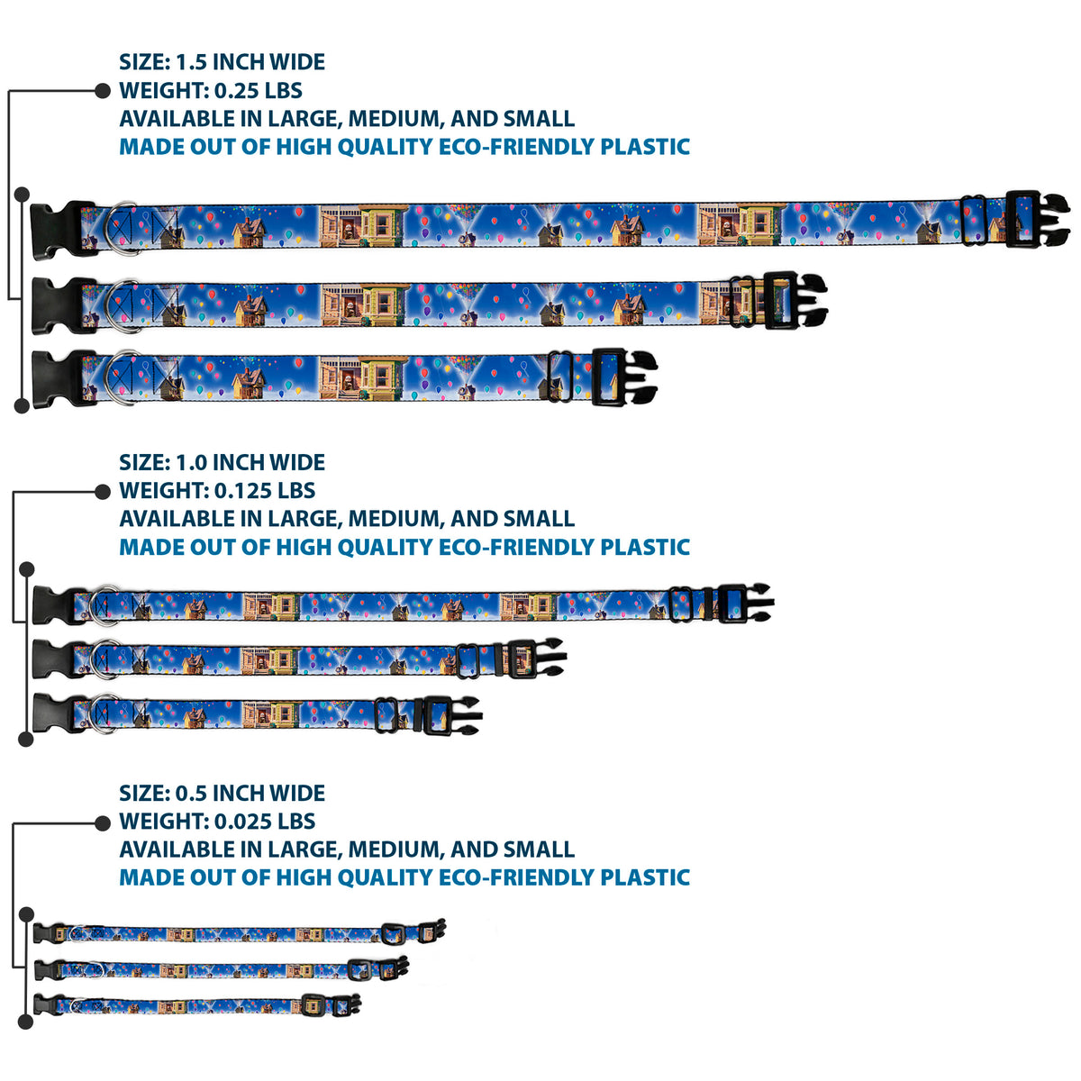 Plastic Clip Collar - Up Carl on Porch/Flying House/Balloons Dog Collars Plastic Clip Side Release Disney