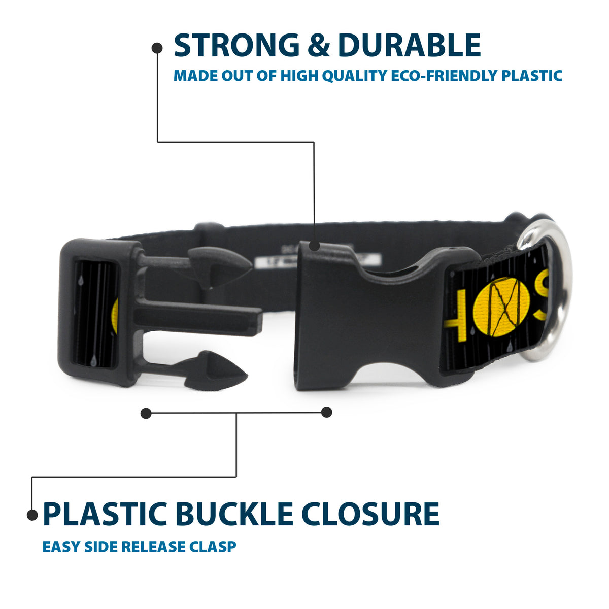 Plastic Clip Collar - Joy Poses/Rain ONE OF THOSE DAYS Black/Gray/Blues/Yellow Dog Collars Plastic Clip Side Release Disney