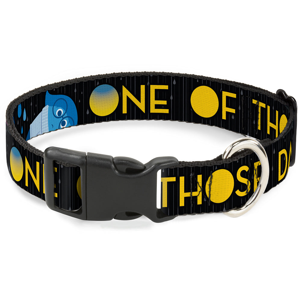 Plastic Clip Collar - Joy Poses/Rain ONE OF THOSE DAYS Black/Gray/Blues/Yellow Dog Collars Plastic Clip Side Release Disney
