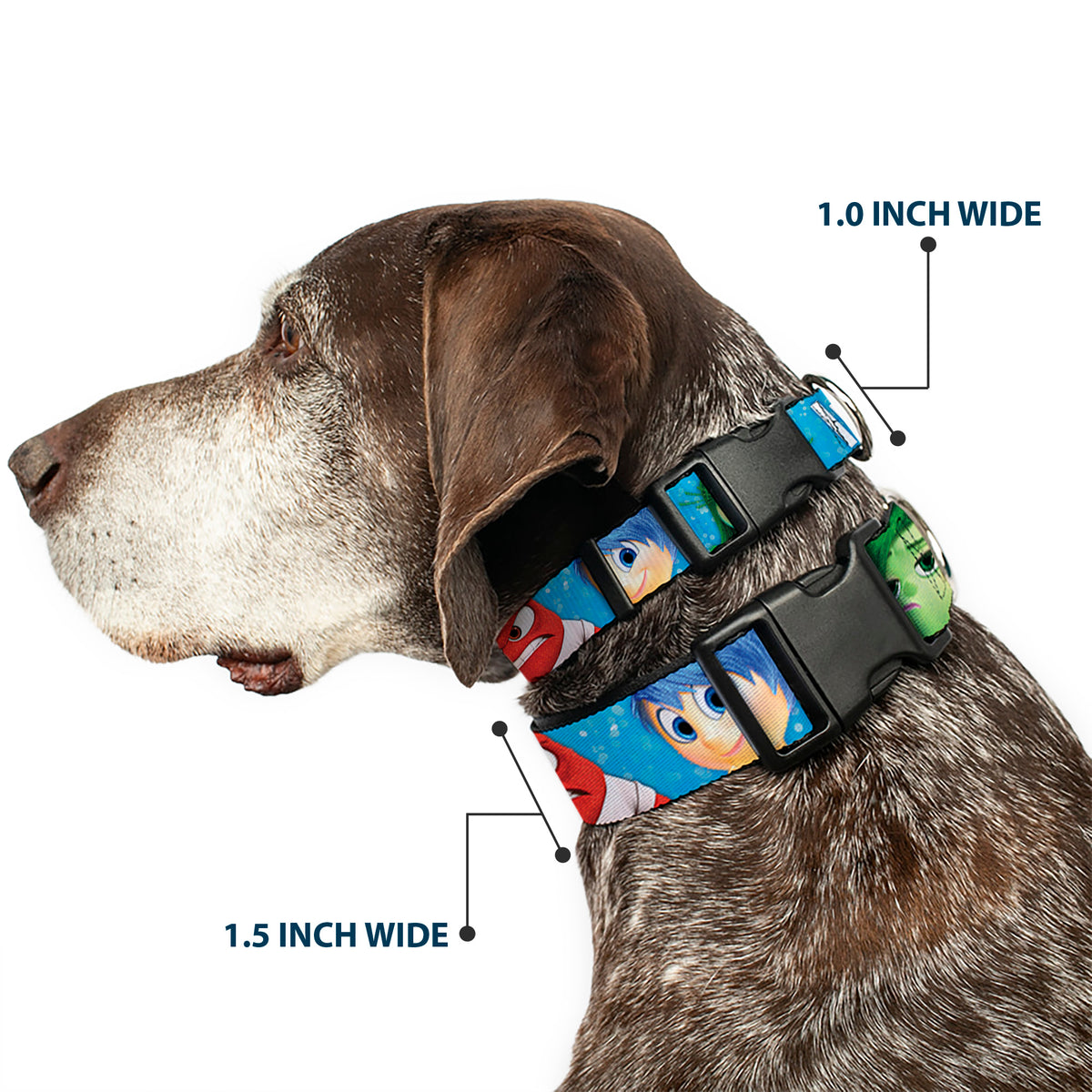 Plastic Clip Collar - INSIDE OUT 6-Character Pose Sparkle Blue/White Dog Collars Plastic Clip Side Release Disney