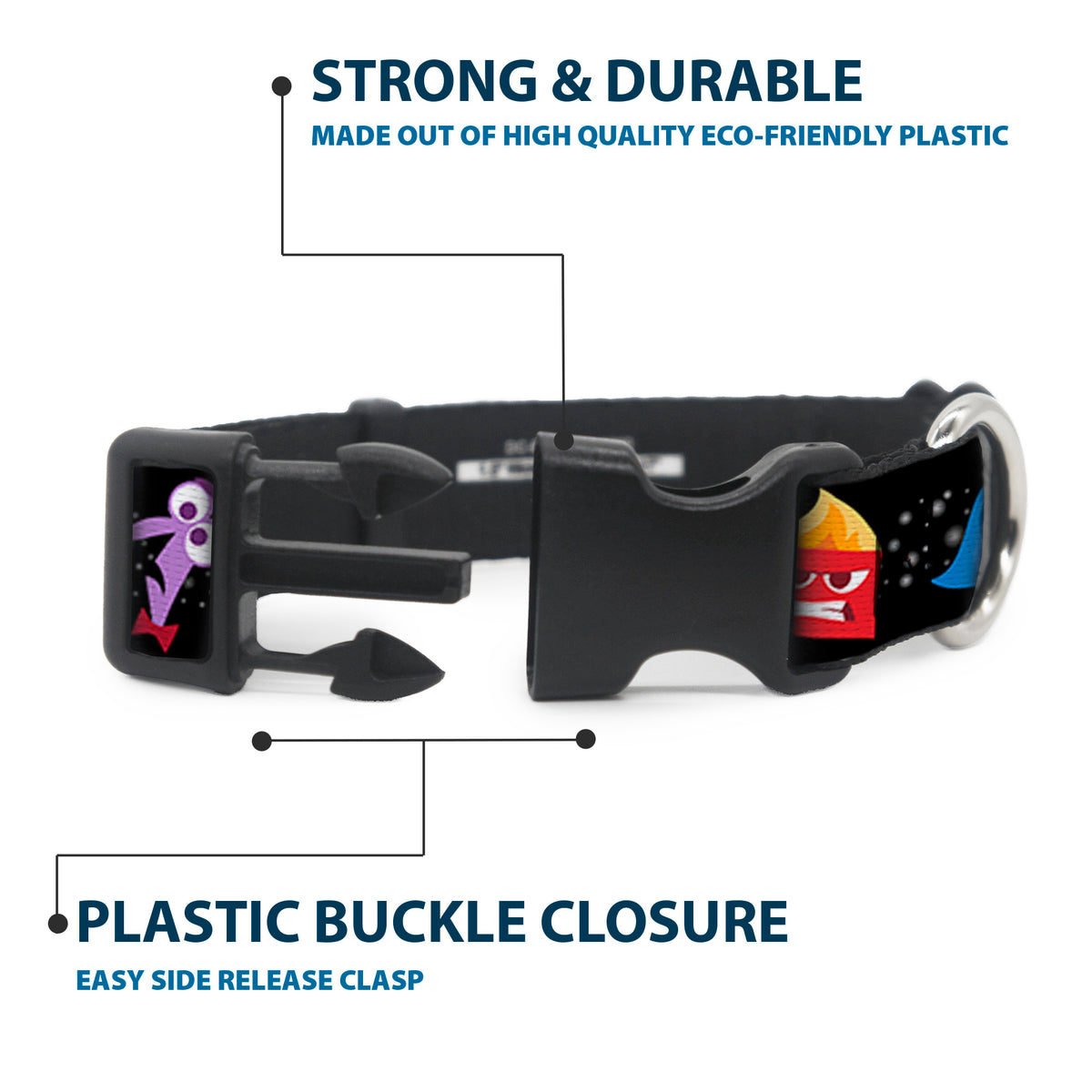 Plastic Clip Collar - INSIDE OUT/Emotion Expressions/EVERY DAY IS FULL OF EMOTIONS Dog Collars Plastic Clip Side Release Disney
