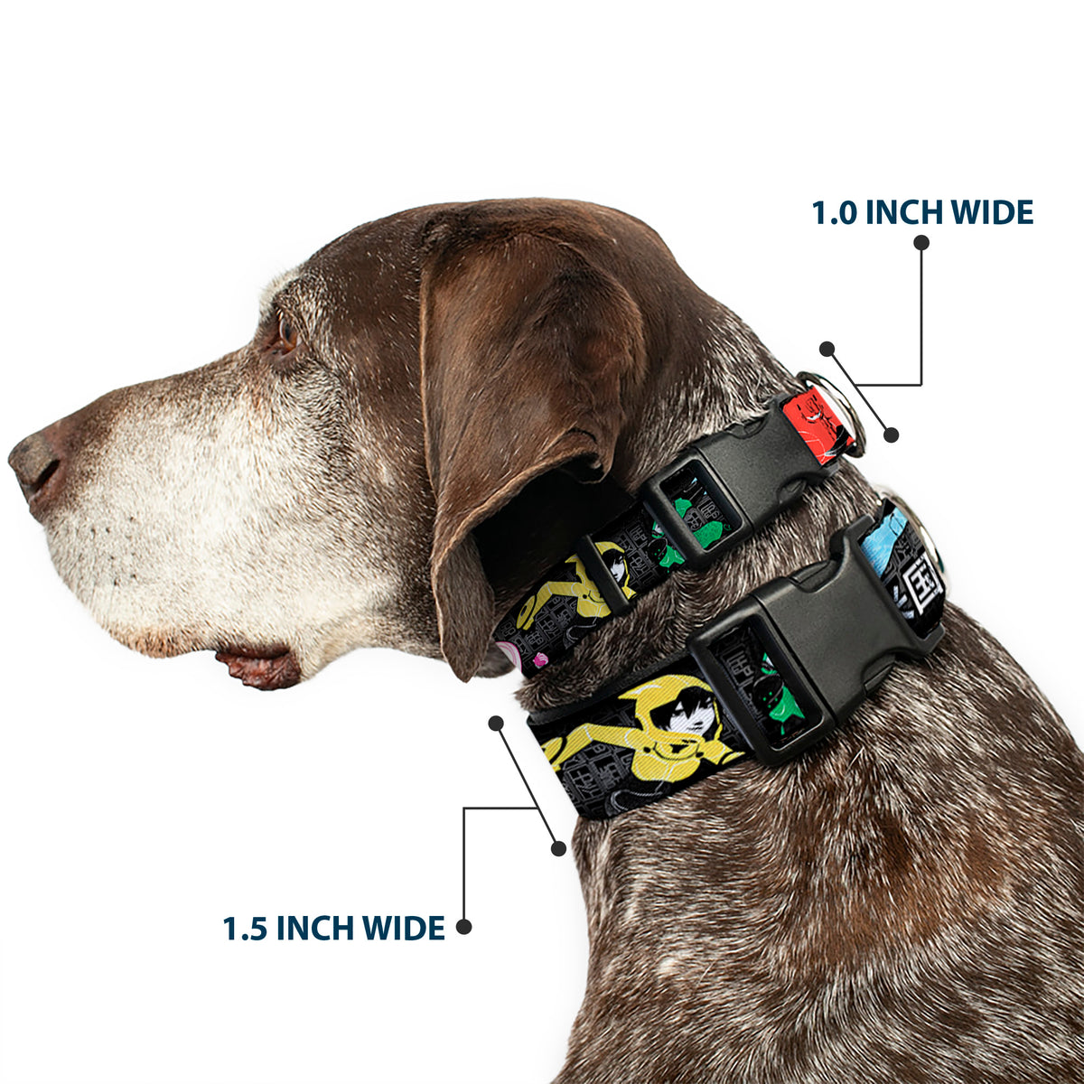 Plastic Clip Collar - Big Hero 6 Group Action Pose/Name Blocks Black/Gray/Multi Color Dog Collars Plastic Clip Side Release Disney