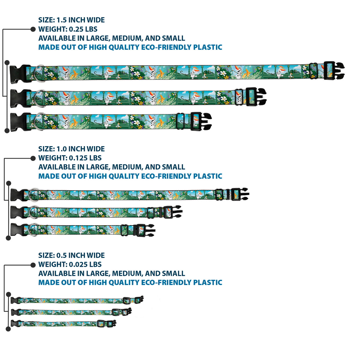 Plastic Clip Collar - Olaf Garden Scenes Dog Collars Plastic Clip Side Release Disney