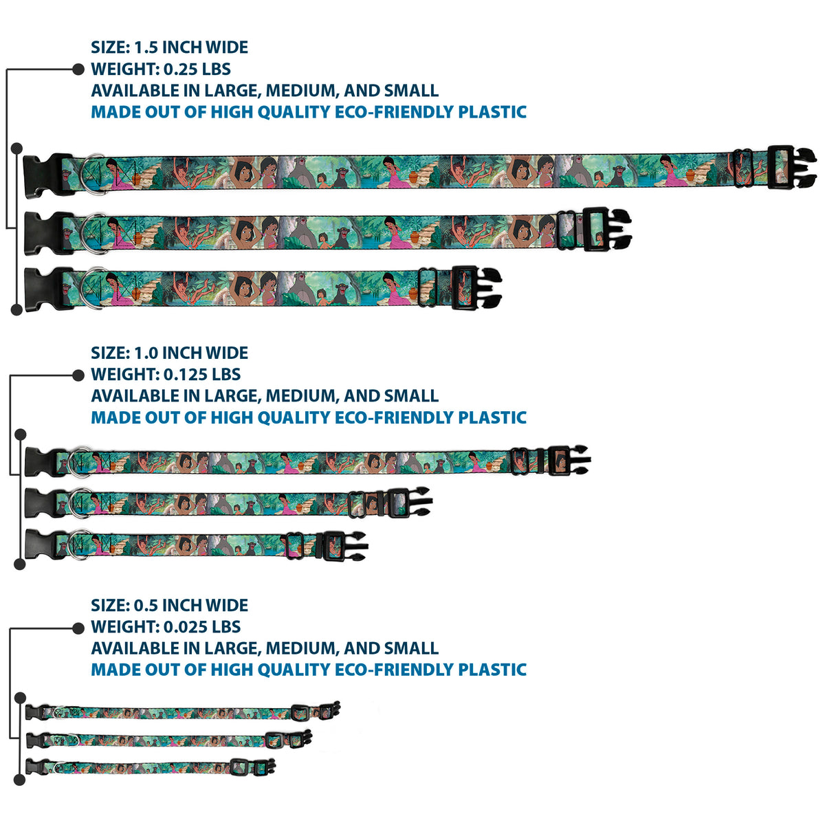 Plastic Clip Collar - The Jungle Book Scenes Dog Collars Plastic Clip Side Release Disney