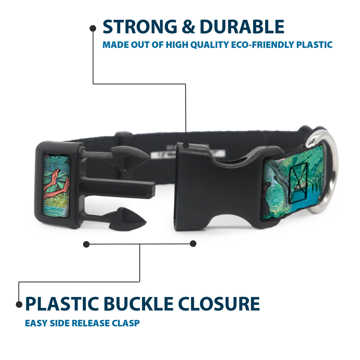Plastic Clip Collar - The Jungle Book Scenes Dog Collars Plastic Clip Side Release Disney