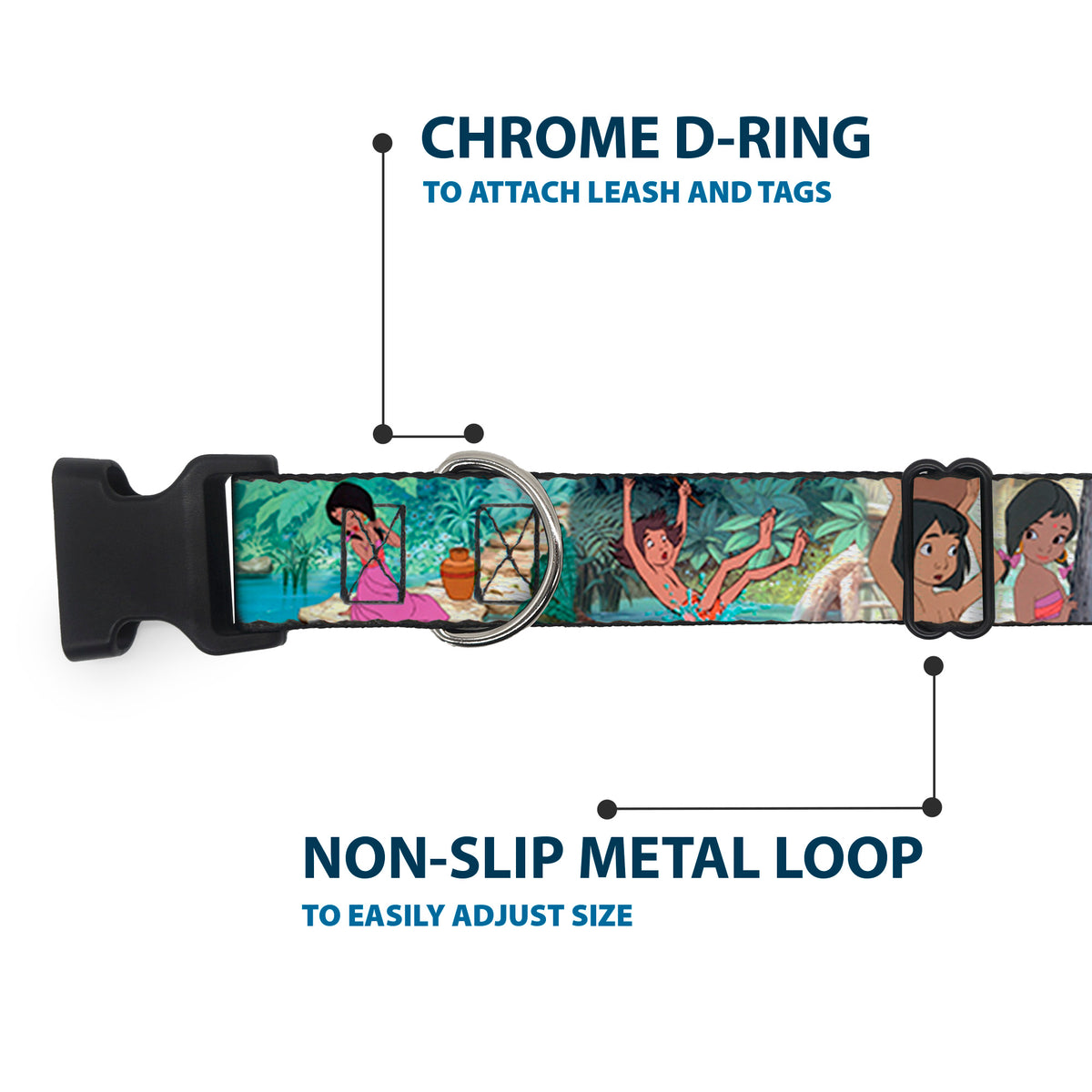 Plastic Clip Collar - The Jungle Book Scenes Dog Collars Plastic Clip Side Release Disney
