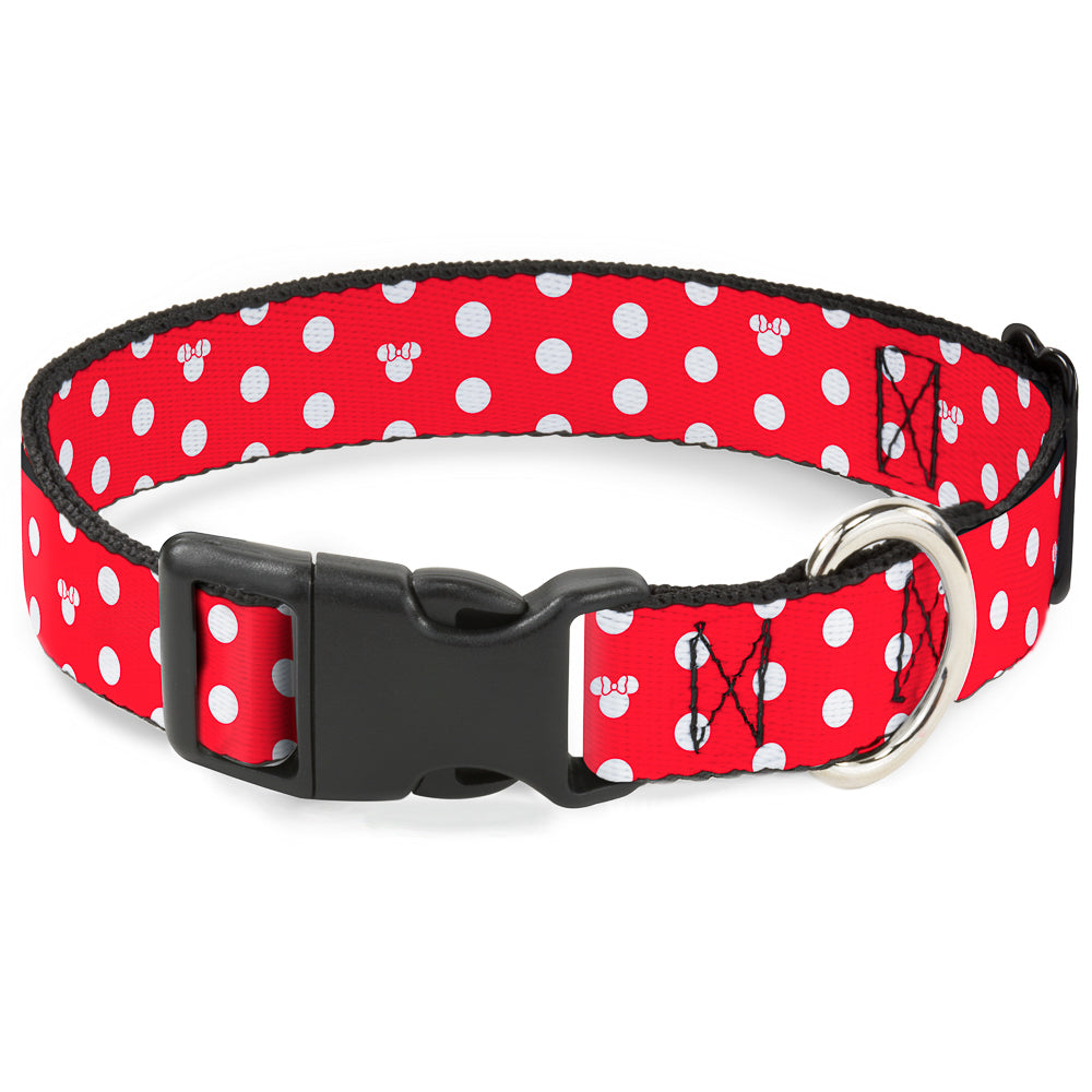 Plastic Clip Collar - Minnie Mouse Polka Dot/Mini Silhouette Red/White Dog Collars Plastic Clip Side Release Disney