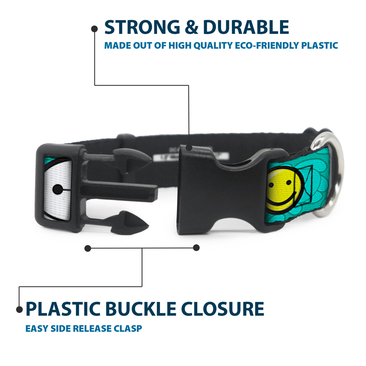 Plastic Clip Collar - Baymax/Mood Expressions/Baymax Scattered Turquoise Dog Collars Plastic Clip Side Release Disney