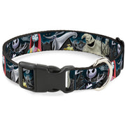 Plastic Clip Collar - Nightmare Before Christmas 4-Character Group/Cemetery Scene Dog Collars Plastic Clip Side Release Disney