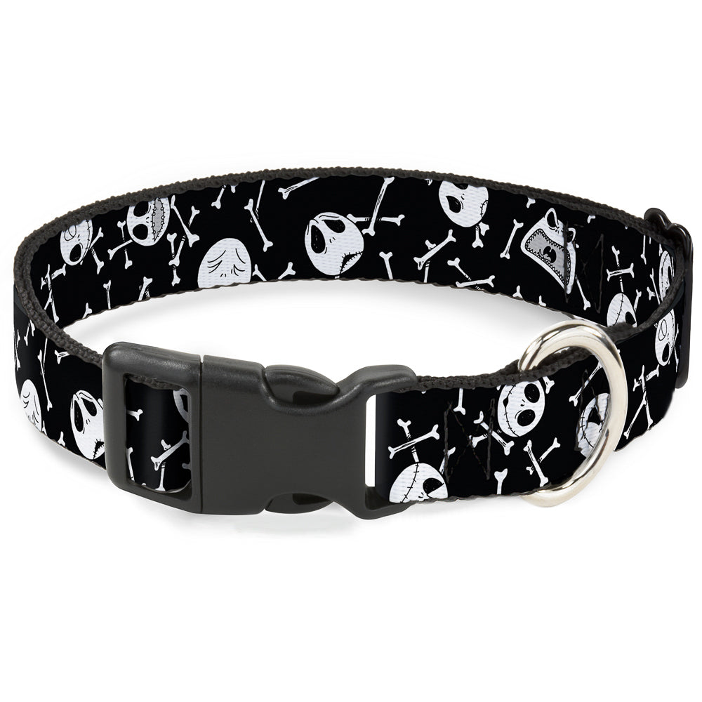Plastic Clip Collar - Jack Expressions/Bones Scattered Black/White Dog Collars Plastic Clip Side Release Disney