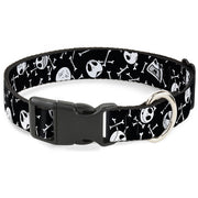 Plastic Clip Collar - Jack Expressions/Bones Scattered Black/White Dog Collars Plastic Clip Side Release Disney