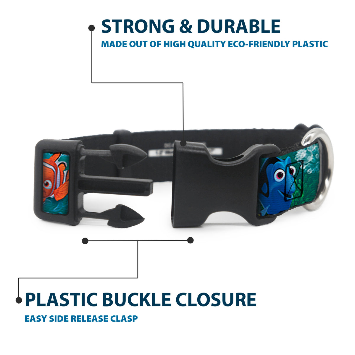 Plastic Clip Collar - Nemo & Dory Poses Dog Collars Plastic Clip Side Release Disney