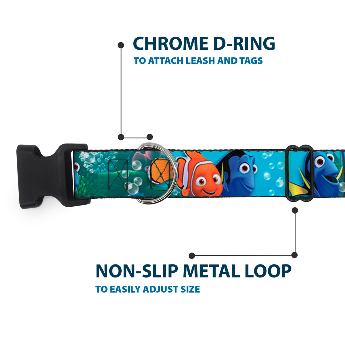 Plastic Clip Collar - Nemo & Dory Poses Dog Collars Plastic Clip Side Release Disney