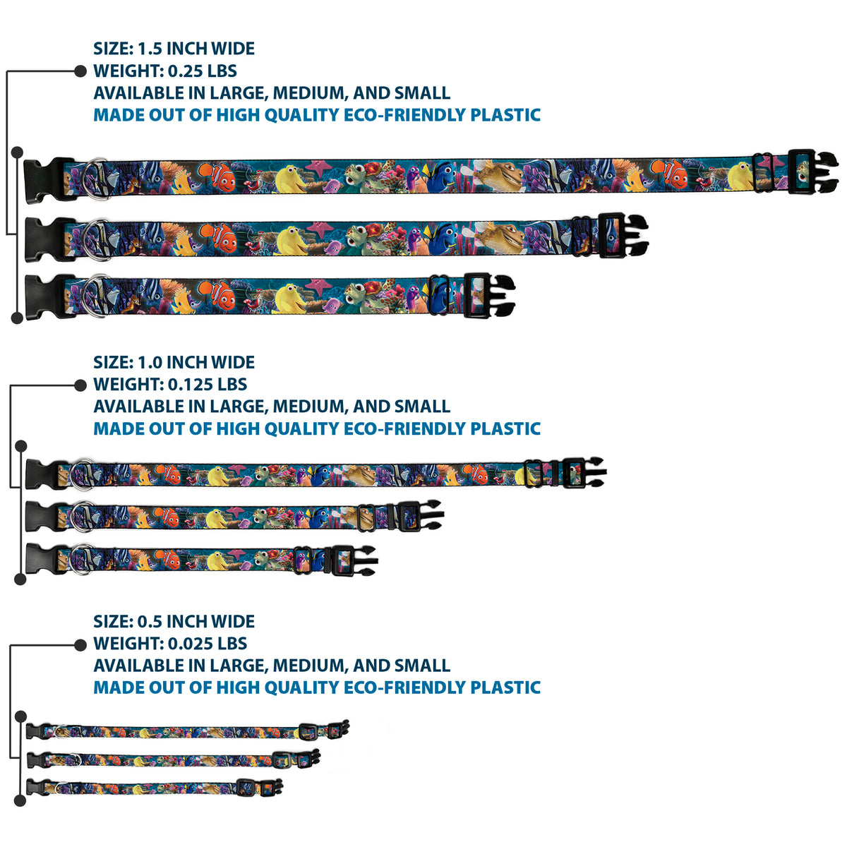 Plastic Clip Collar - Nemo & Friends Group Dog Collars Plastic Clip Side Release Disney