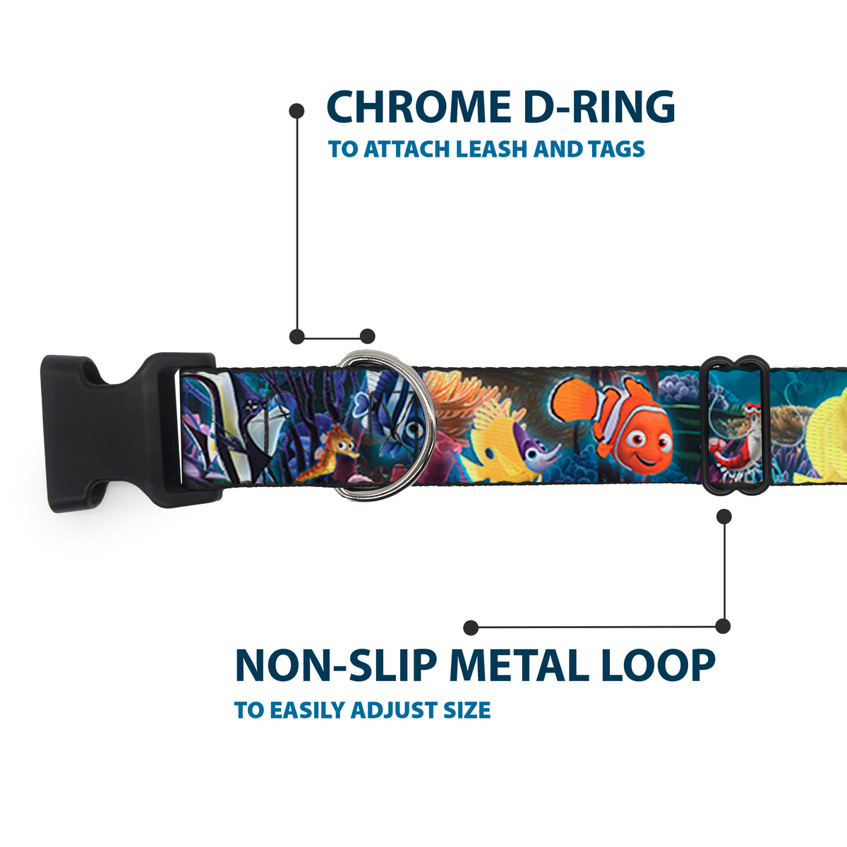 Plastic Clip Collar - Nemo & Friends Group Dog Collars Plastic Clip Side Release Disney