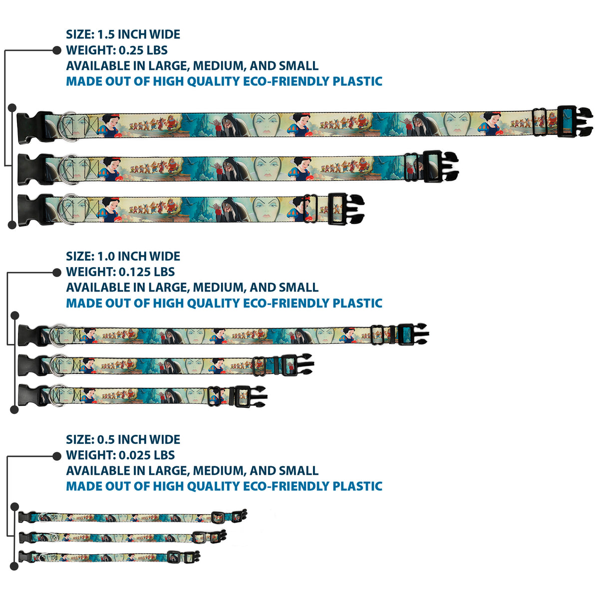 Plastic Clip Collar - Snow White/Dwarves/Old Witch/Evil Queen Scenes Dog Collars Plastic Clip Side Release Disney