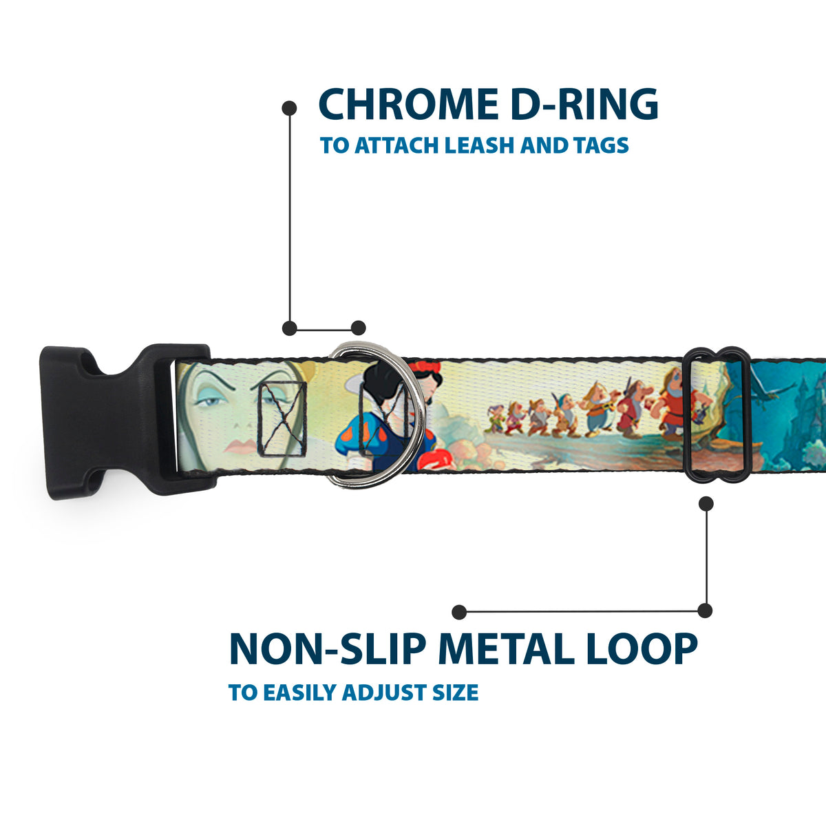 Plastic Clip Collar - Snow White/Dwarves/Old Witch/Evil Queen Scenes Dog Collars Plastic Clip Side Release Disney