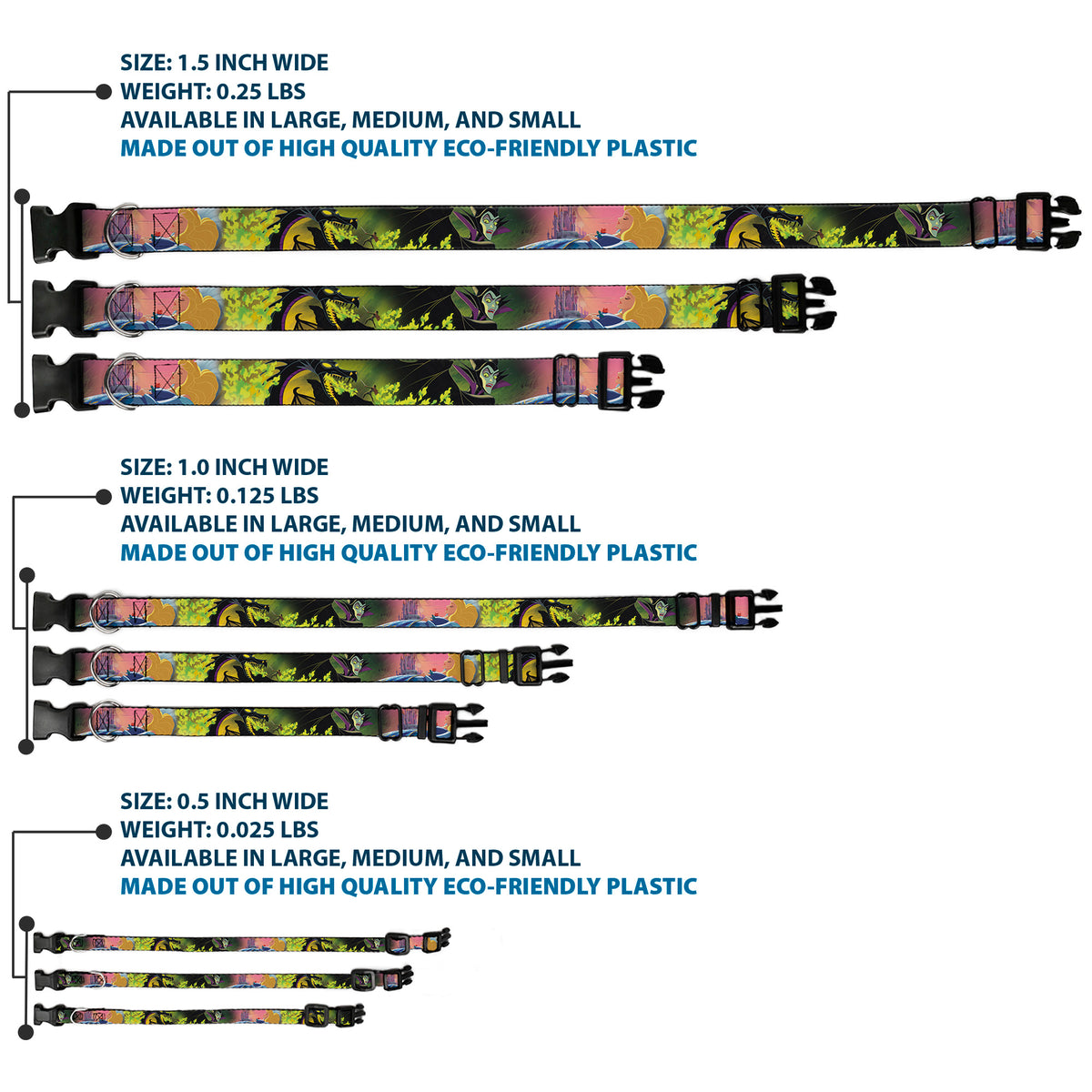 Plastic Clip Collar - Sleeping Beauty & Maleficent/Maleficent Dragon Scenes Dog Collars Plastic Clip Side Release Disney