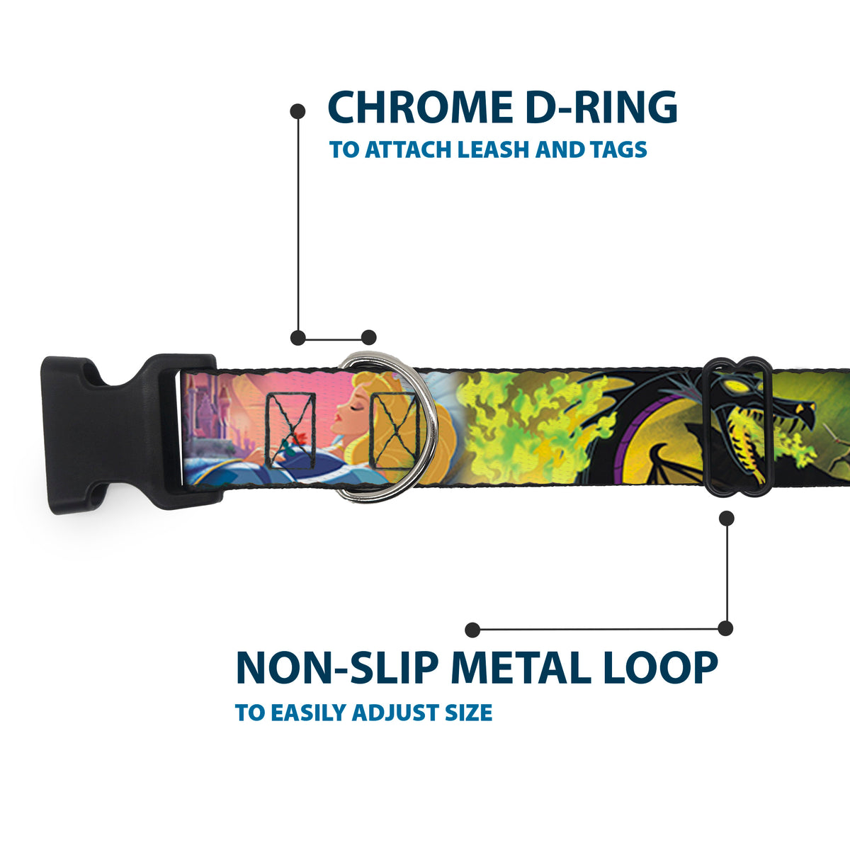 Plastic Clip Collar - Sleeping Beauty & Maleficent/Maleficent Dragon Scenes Dog Collars Plastic Clip Side Release Disney