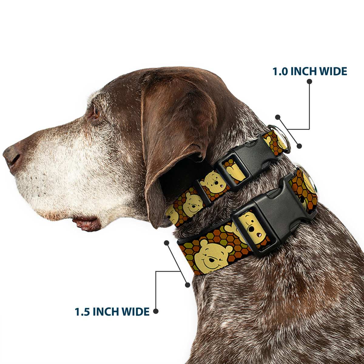 Plastic Clip Collar - Winnie the Pooh Expressions/Honeycomb Black/Browns Dog Collars Plastic Clip Side Release Disney