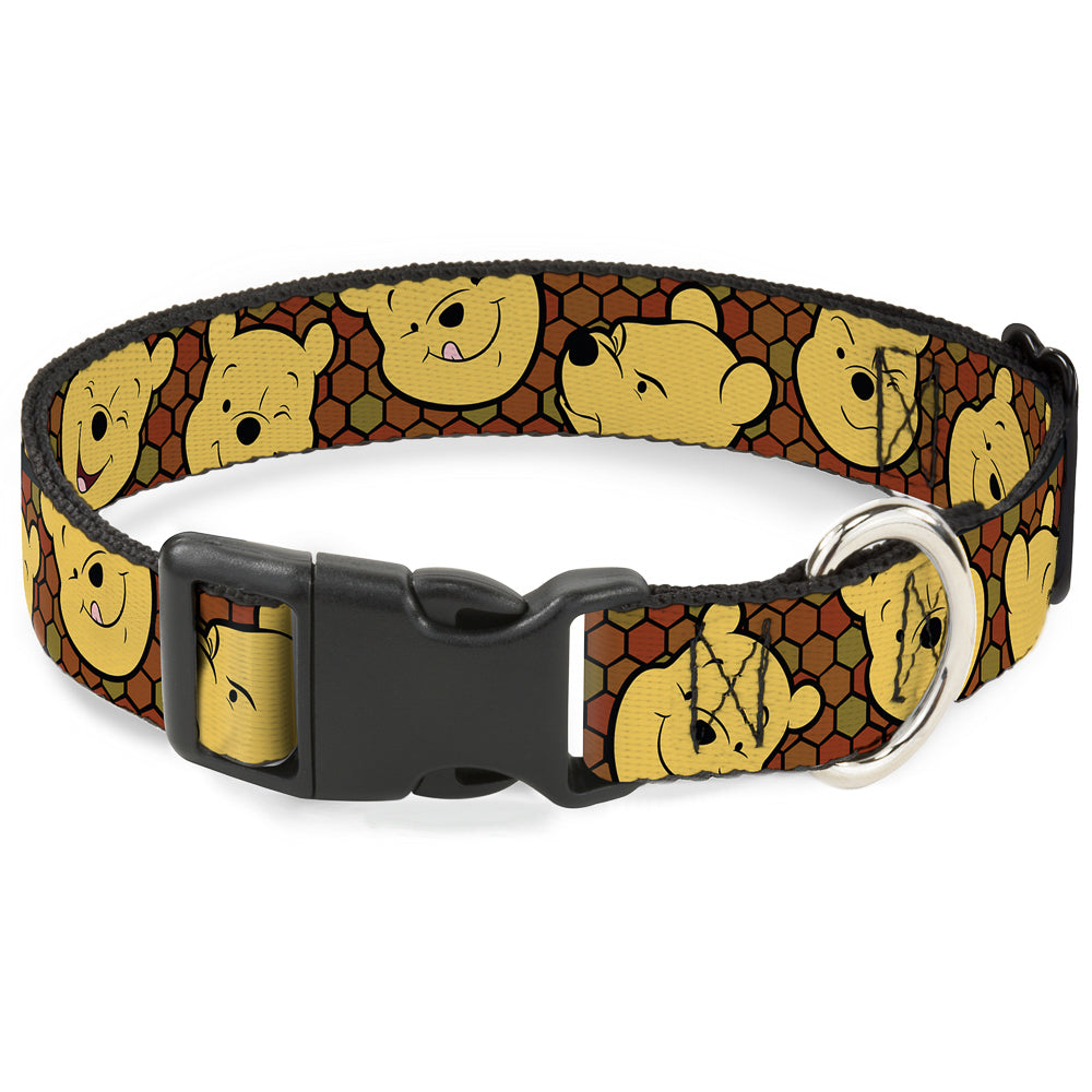 Plastic Clip Collar - Winnie the Pooh Expressions/Honeycomb Black/Browns Dog Collars Plastic Clip Side Release Disney