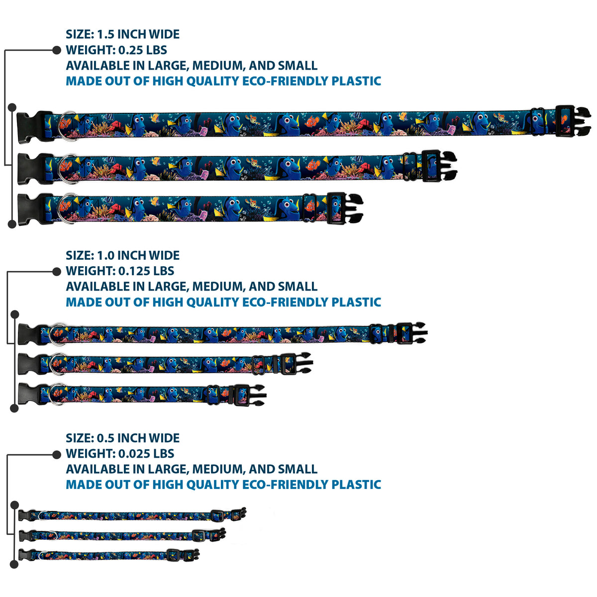 Plastic Clip Collar - Dory Poses & Friends Under the Sea Dog Collars Plastic Clip Side Release Disney