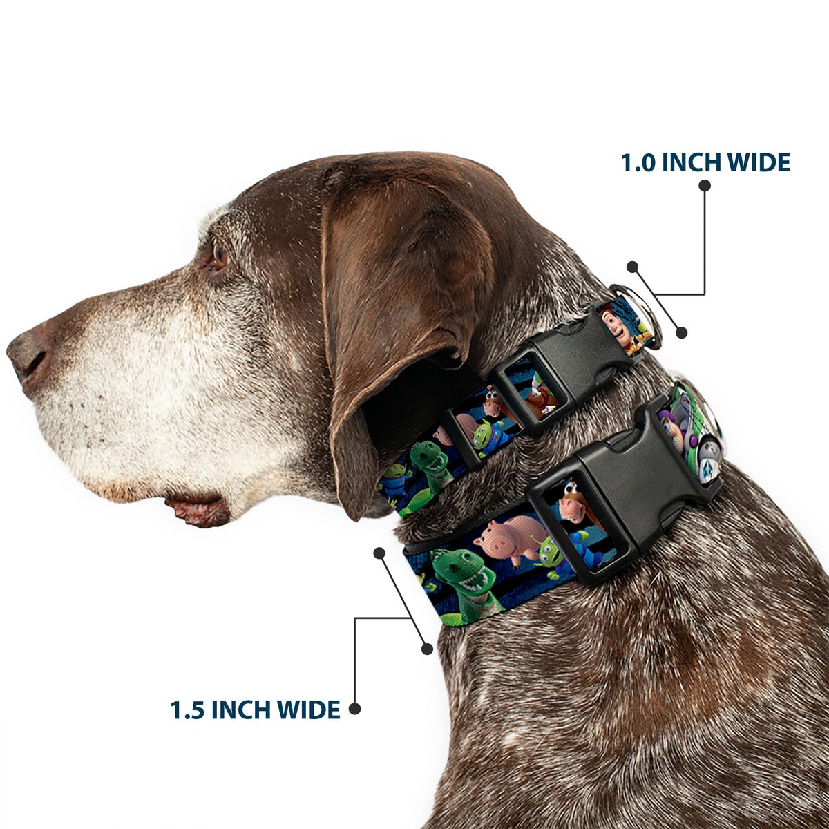Plastic Clip Collar - Toy Story Characters Running2 Denim Rays Dog Collars Plastic Clip Side Release Disney