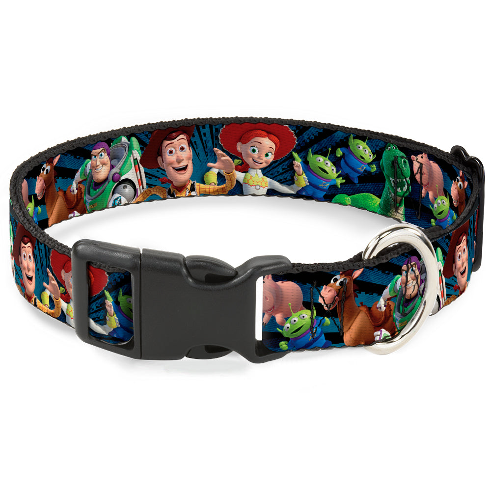 Plastic Clip Collar - Toy Story Characters Running2 Denim Rays Dog Collars Plastic Clip Side Release Disney