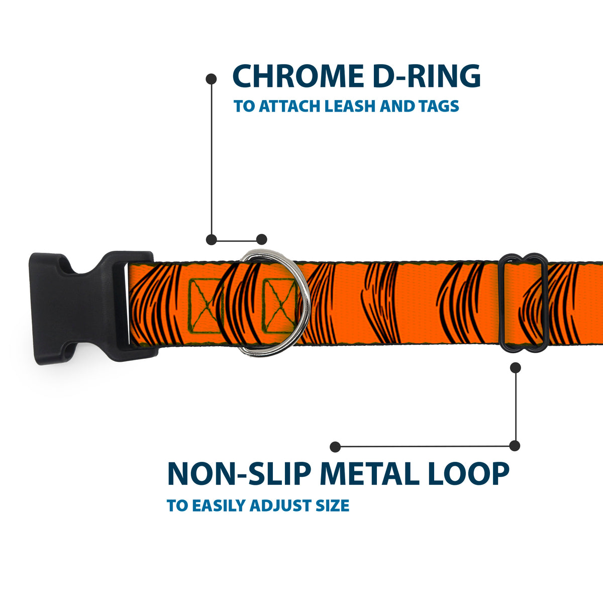 Plastic Clip Collar - Tigger Stripes Orange/Black Dog Collars Plastic Clip Side Release Disney
