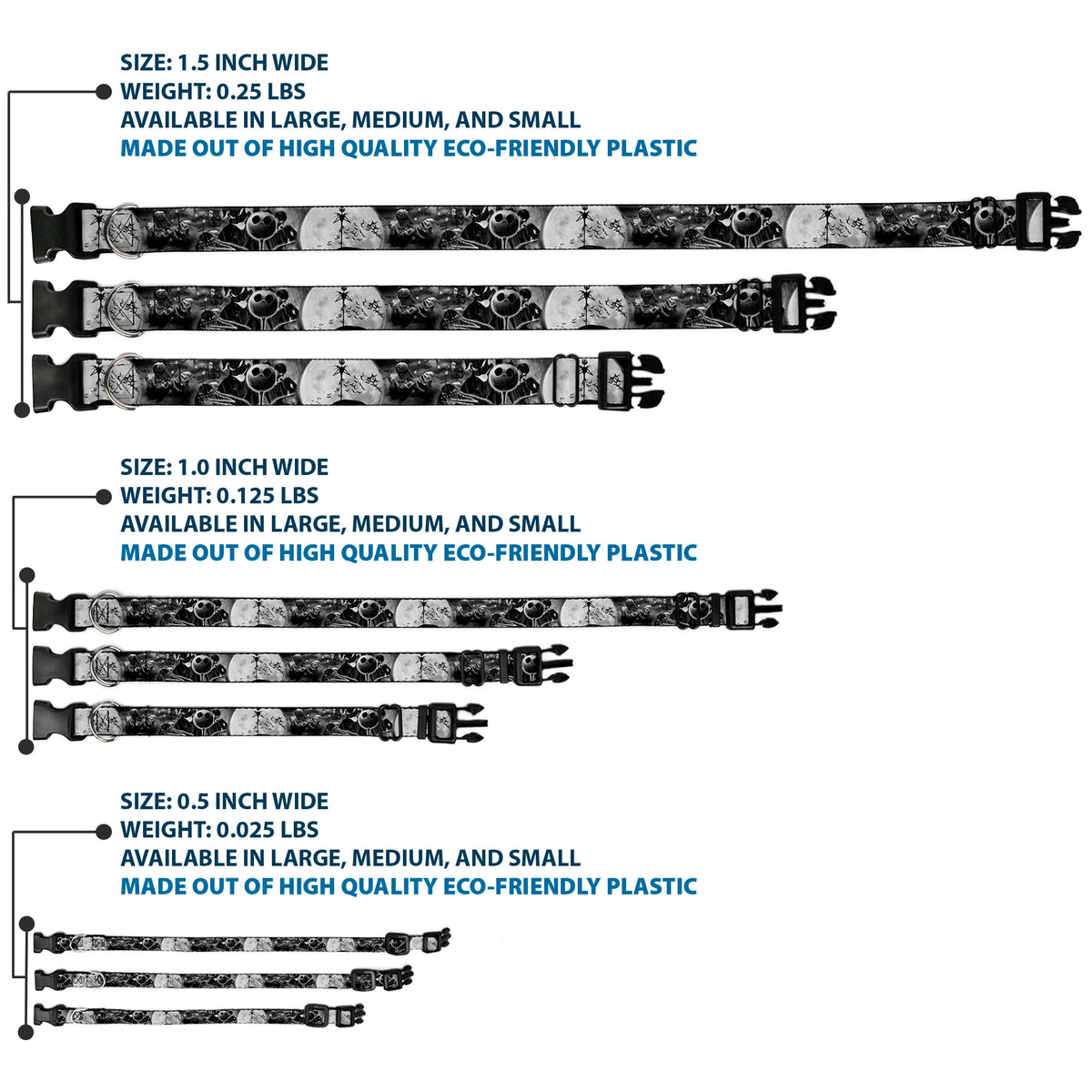 Plastic Clip Collar - Jack & Oogie Boogie Scenes Grays Dog Collars Plastic Clip Side Release Disney